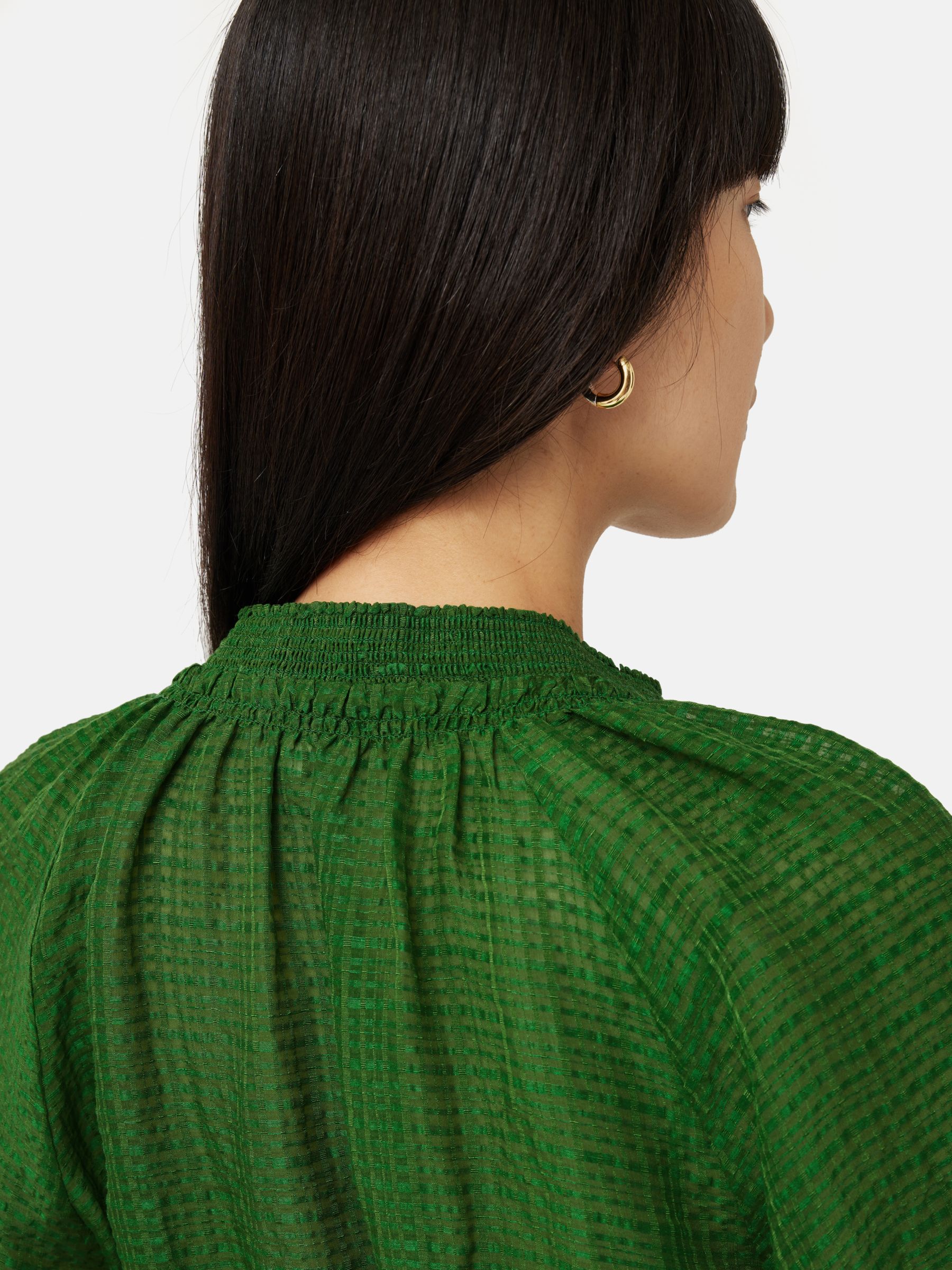 Buy Jigsaw Silk Linen Gauze Midi Dress, Green Online at johnlewis.com
