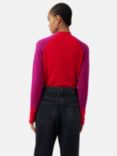 Jigsaw Merino Wool and Cashmere Raglan Sleeve Jumper, Red/Dark Pink