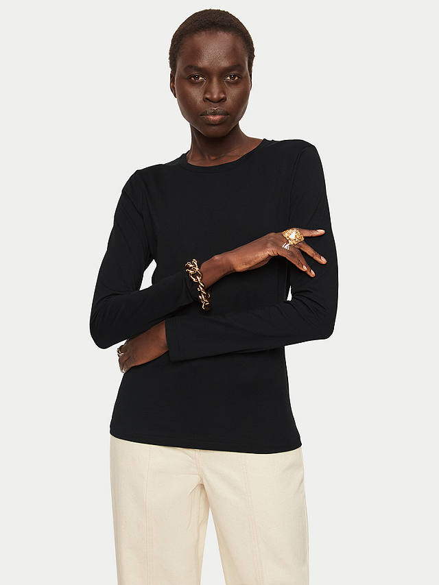 Jigsaw Supima Cotton Long Sleeve T-Shirt, Black