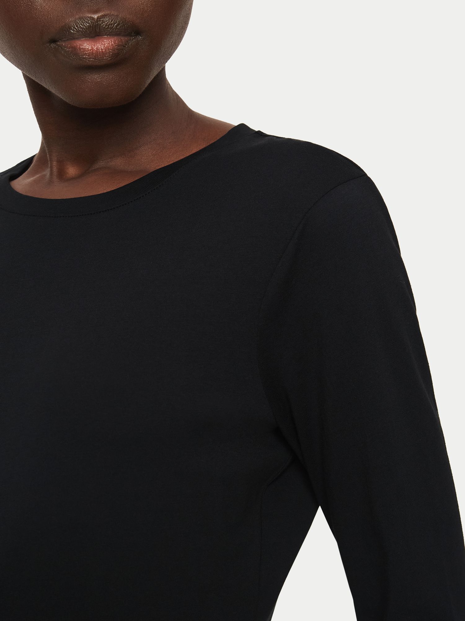 Jigsaw Supima Cotton Long Sleeve T-Shirt, Black, XS