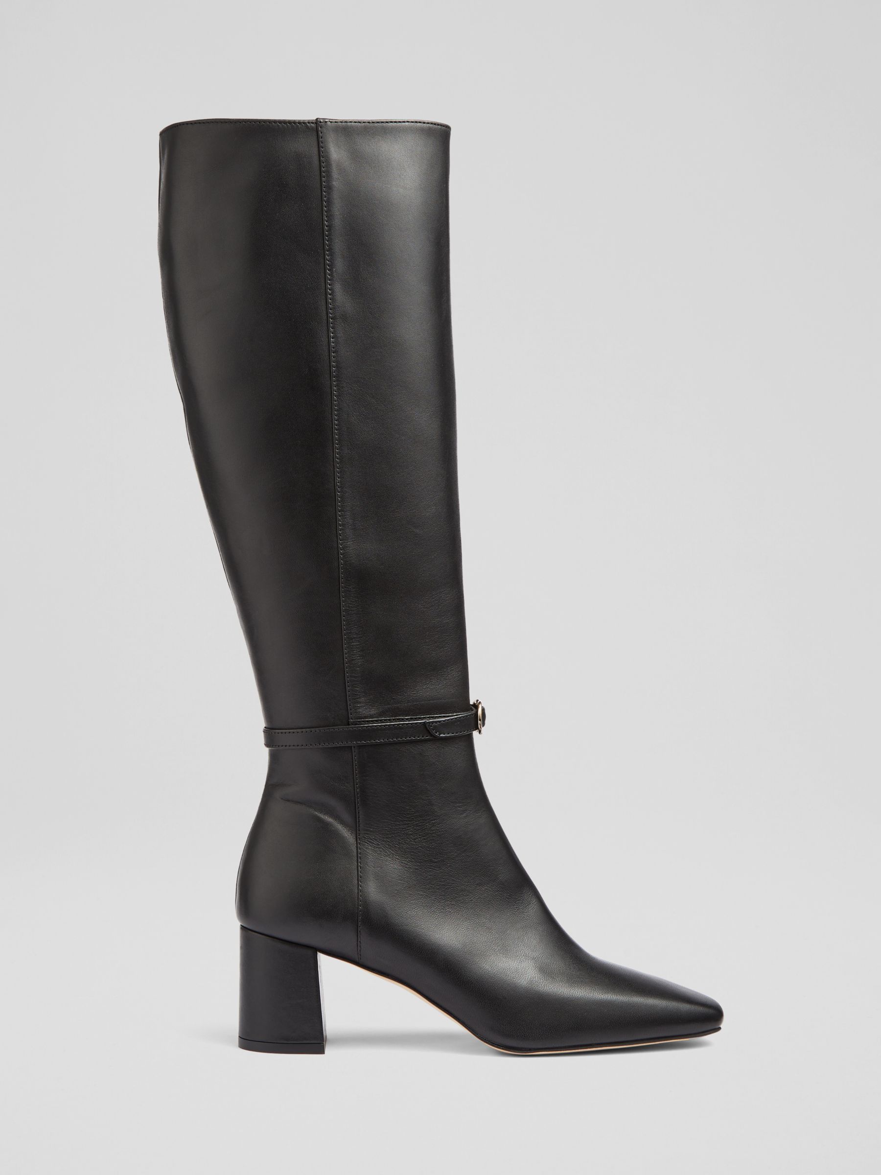 L.K.Bennett x Ascot Collection: Sylvia Leather Knee High Boots, Black ...