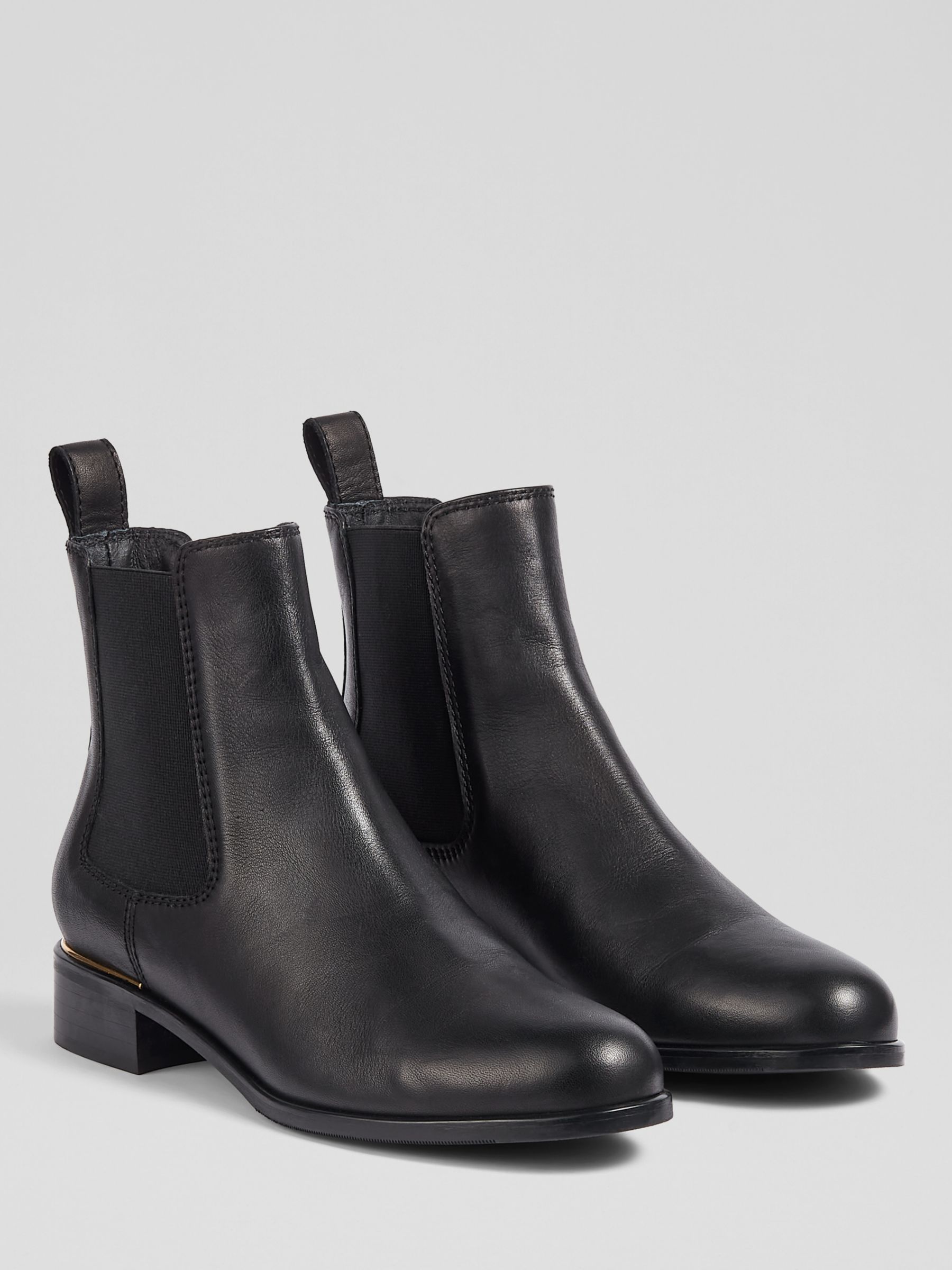 L.K.Bennett Ezra Leather Ankle Boots, Black