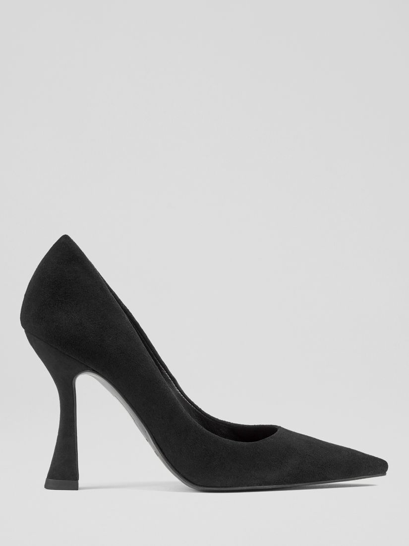 L.K.Bennett Dazzle Suede Court Shoes, Black at John Lewis & Partners