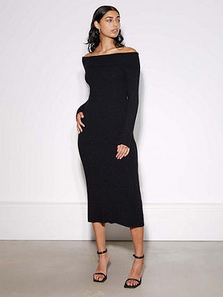 Albaray Sparkle Bardot Midi Dress, Black