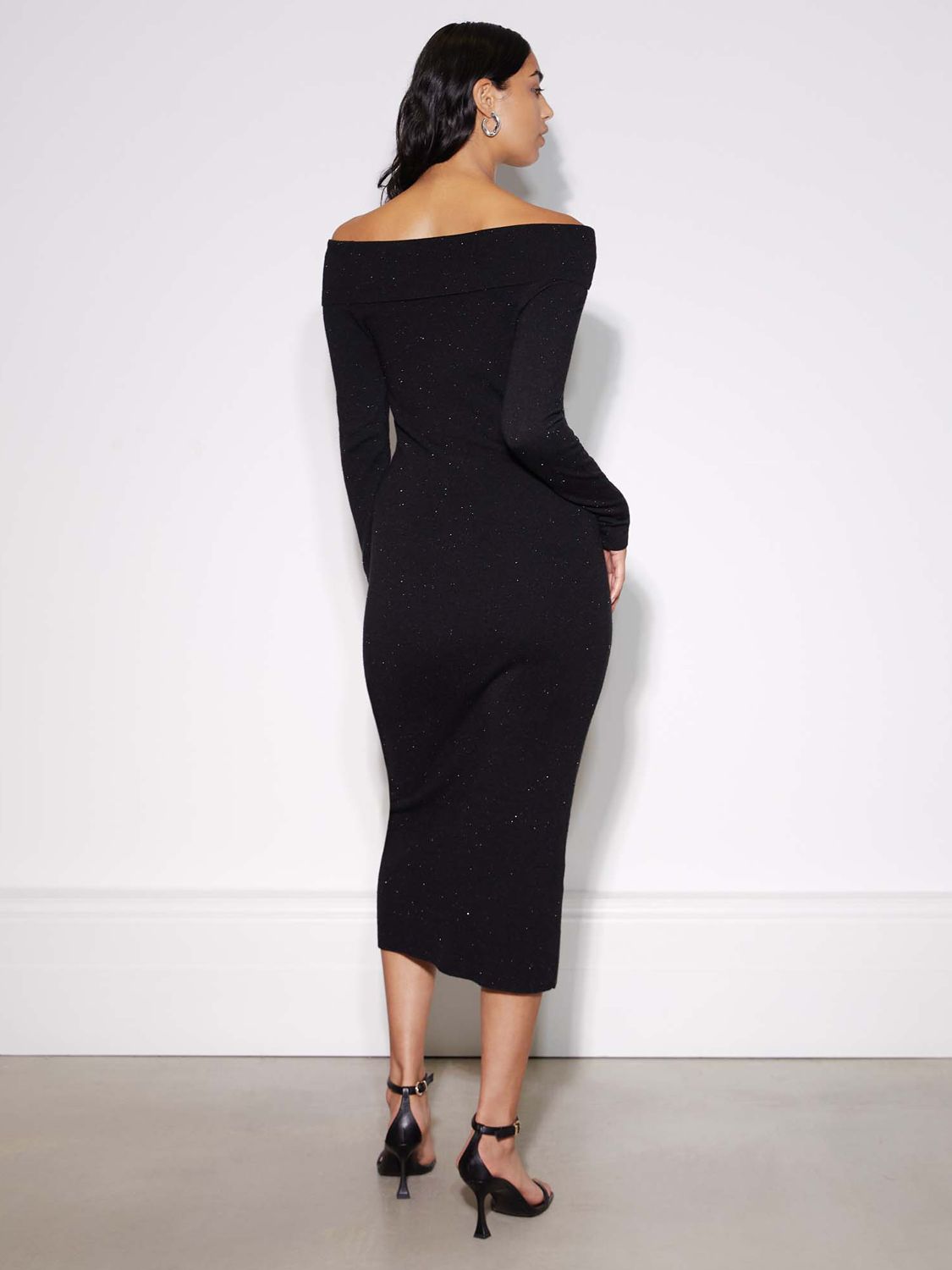 Buy Albaray Sparkle Bardot Midi Dress, Black Online at johnlewis.com