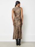 Albaray Animal Print Midi Satin Dress, Brown