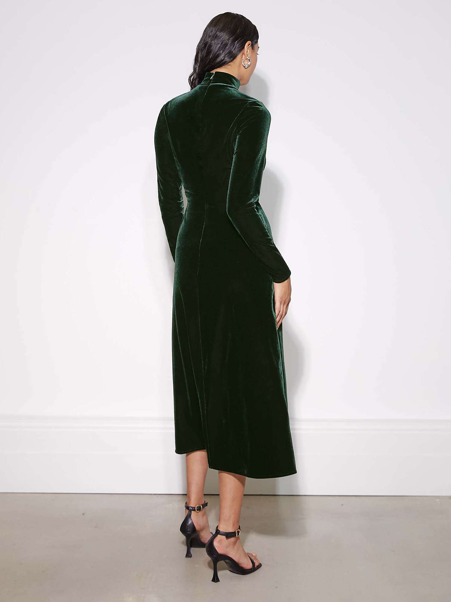 Buy Albaray Velvet Funnel Neck Dress, Green Online at johnlewis.com