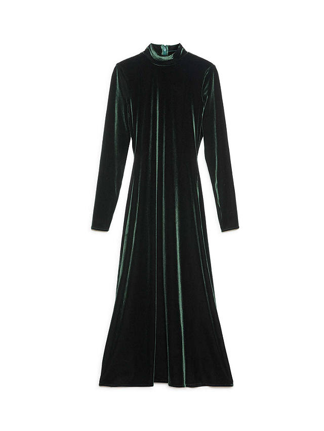 Albaray Velvet Funnel Neck Dress, Green