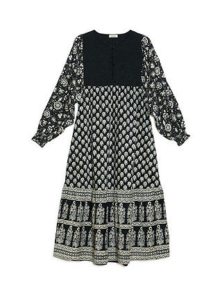 Albaray Cotton Cord Midi Dress, Black/Multi