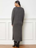 Albaray Knitted V Neck Midi Dress, Grey