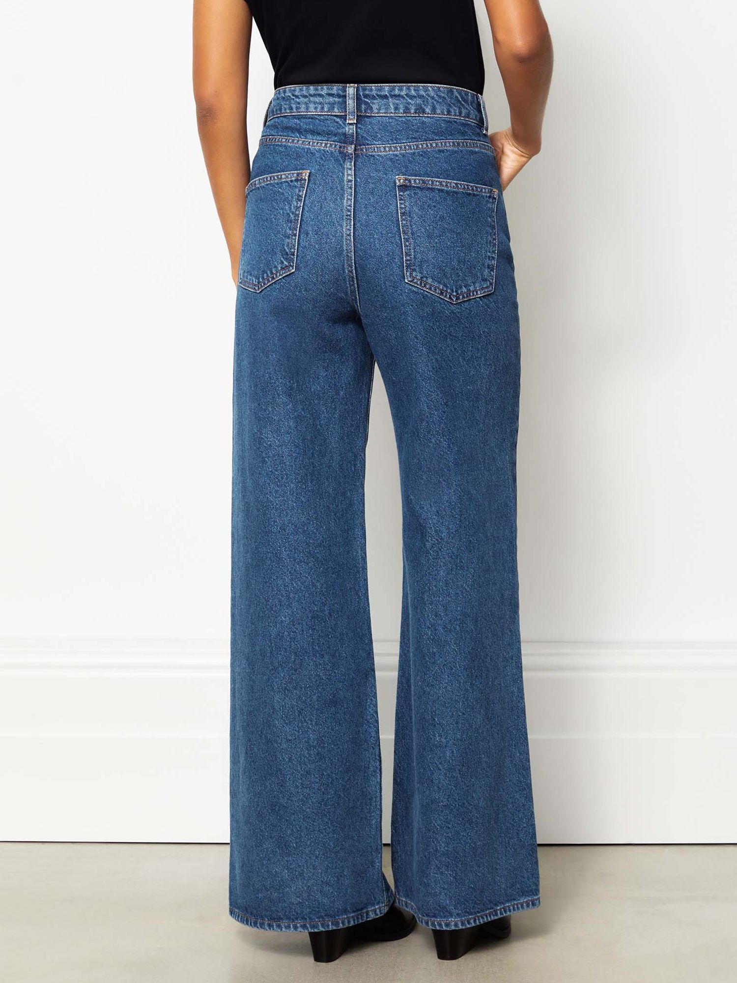 Mid Rise Wide Leg Turn Up Jeans, Albaray
