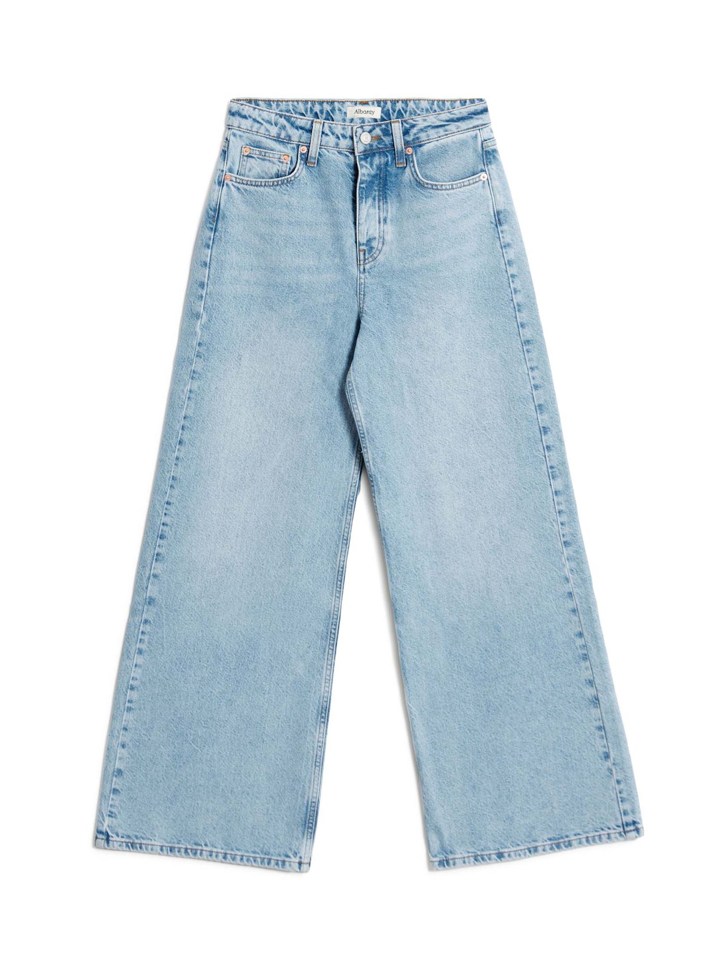 Albaray Organic Cotton Wide Leg Jeans, Bleach, 10