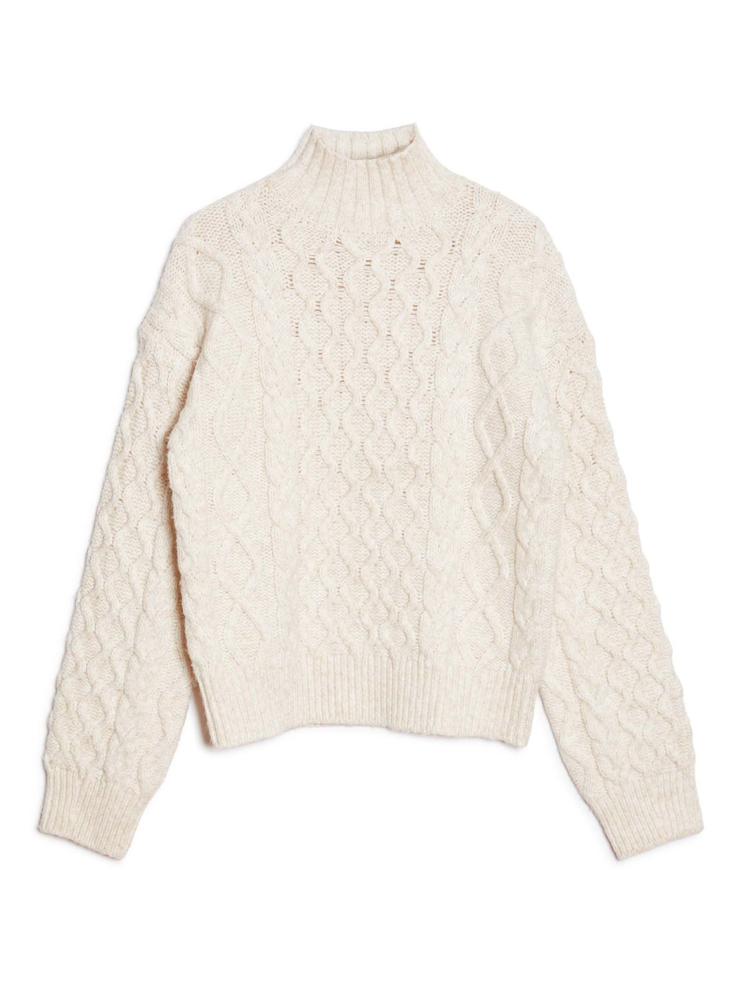 Albaray Cable Knit Turtle Neck Jumper, Cream at John Lewis & Partners