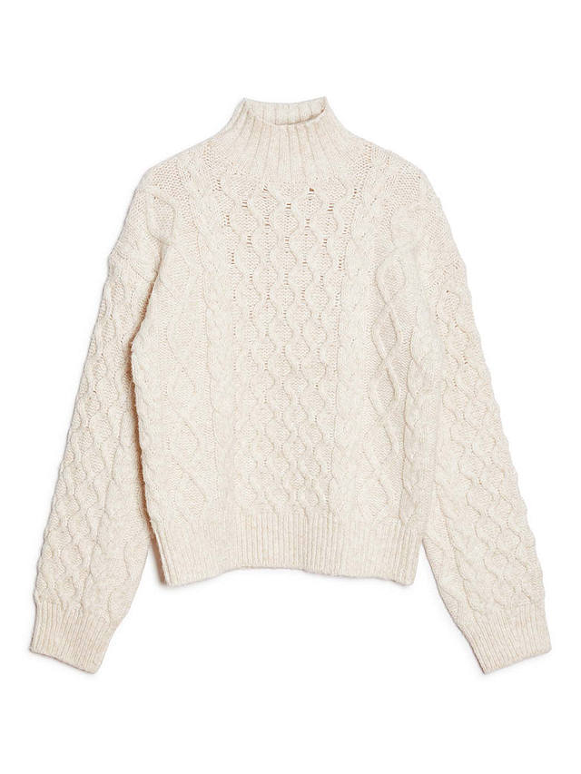 Albaray Cable Knit Turtle Neck Jumper, Cream at John Lewis & Partners