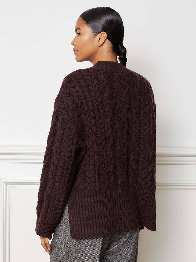 Albaray Cable Wool Blend Jumper, Burgundy