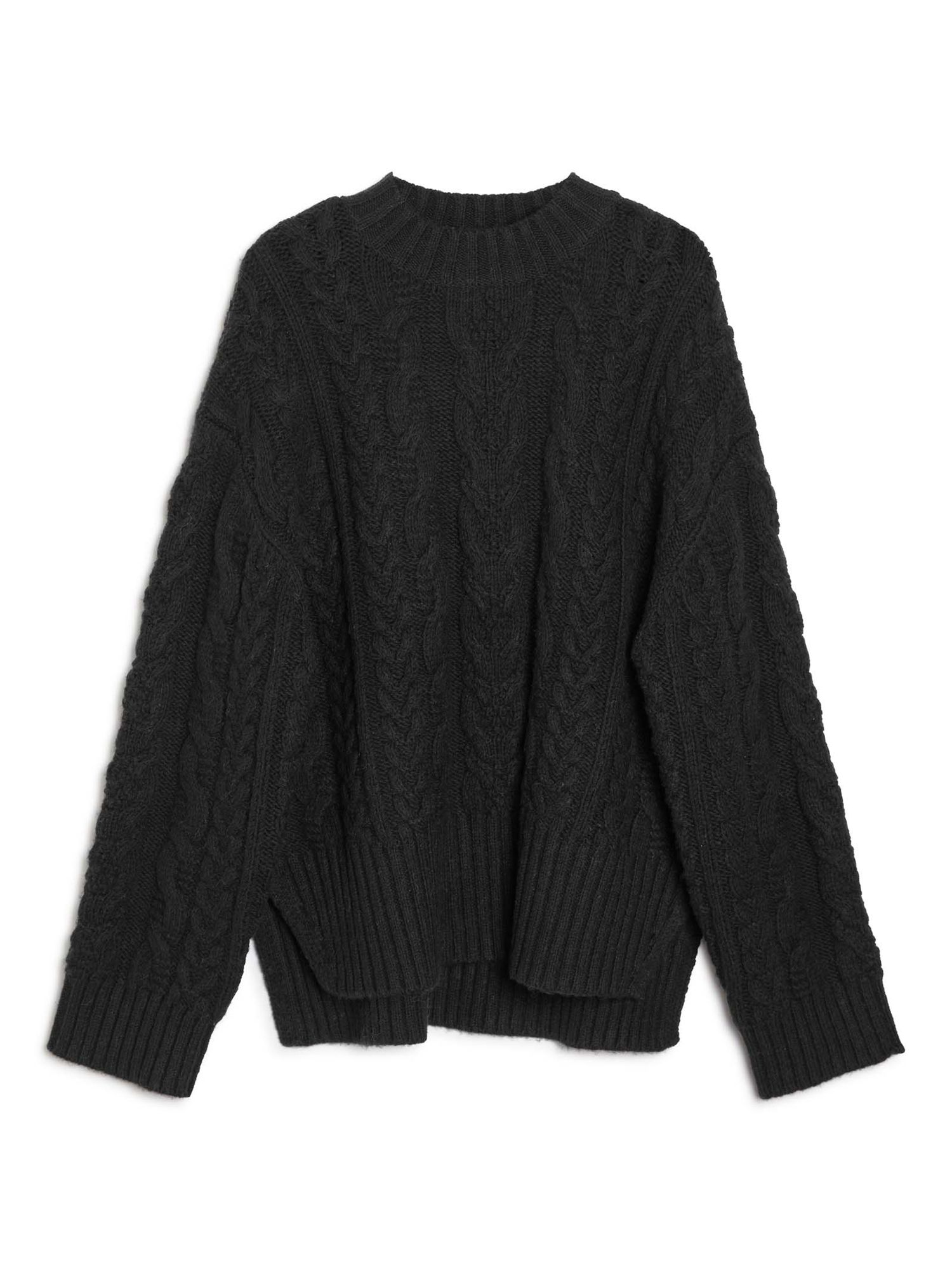 Albaray Cable Wool Blend Jumper, Black at John Lewis & Partners