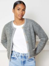 Jigsaw Merino Wool Blend Boucle Cardigan, Cream at John Lewis & Partners