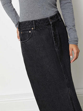Albaray Cotton Denim Midi Skirt, Black