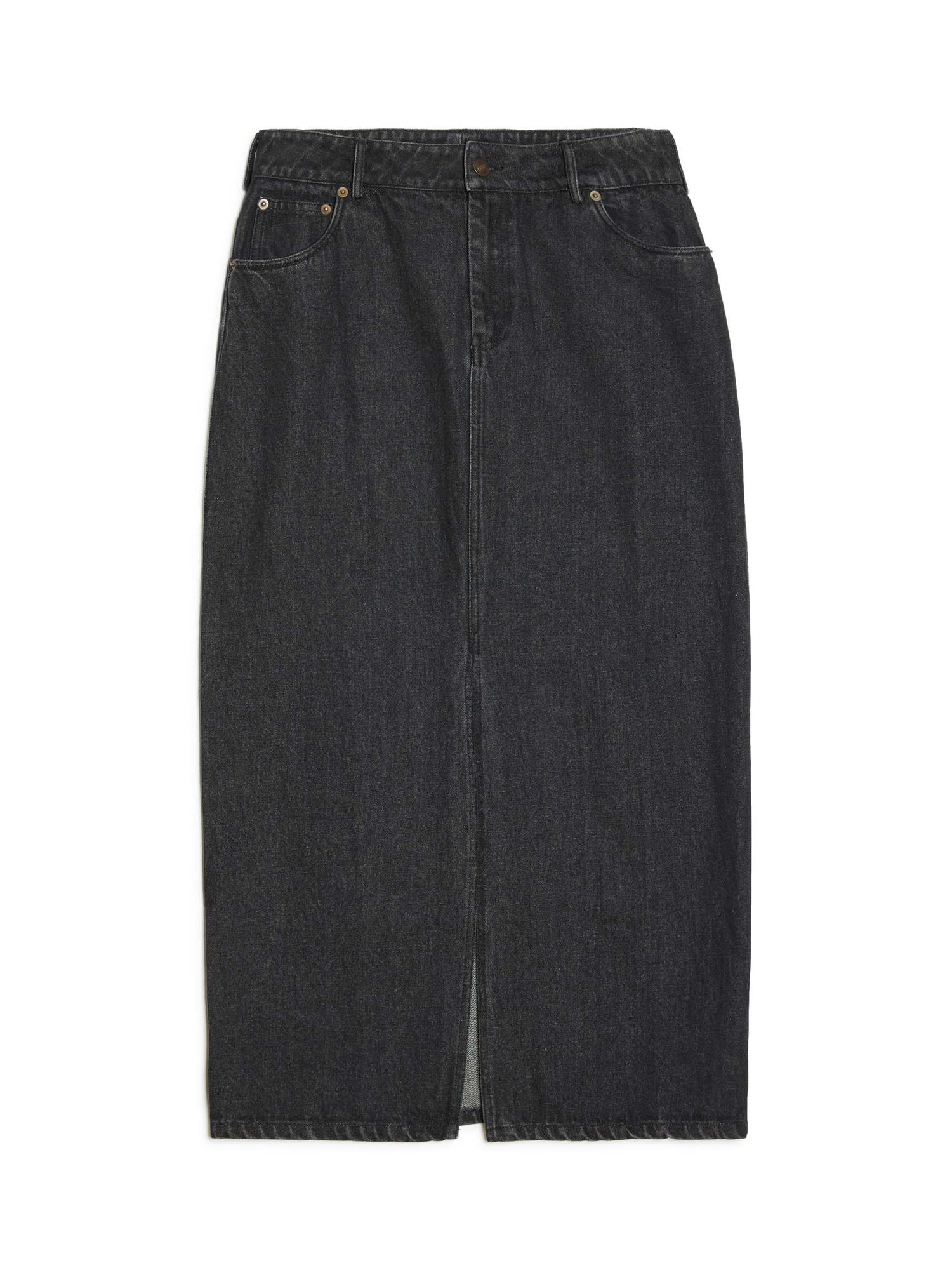 Albaray Cotton Denim Midi Skirt, Black at John Lewis & Partners