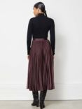 Albaray Satin Pleated Midi Skirt, Burgundy