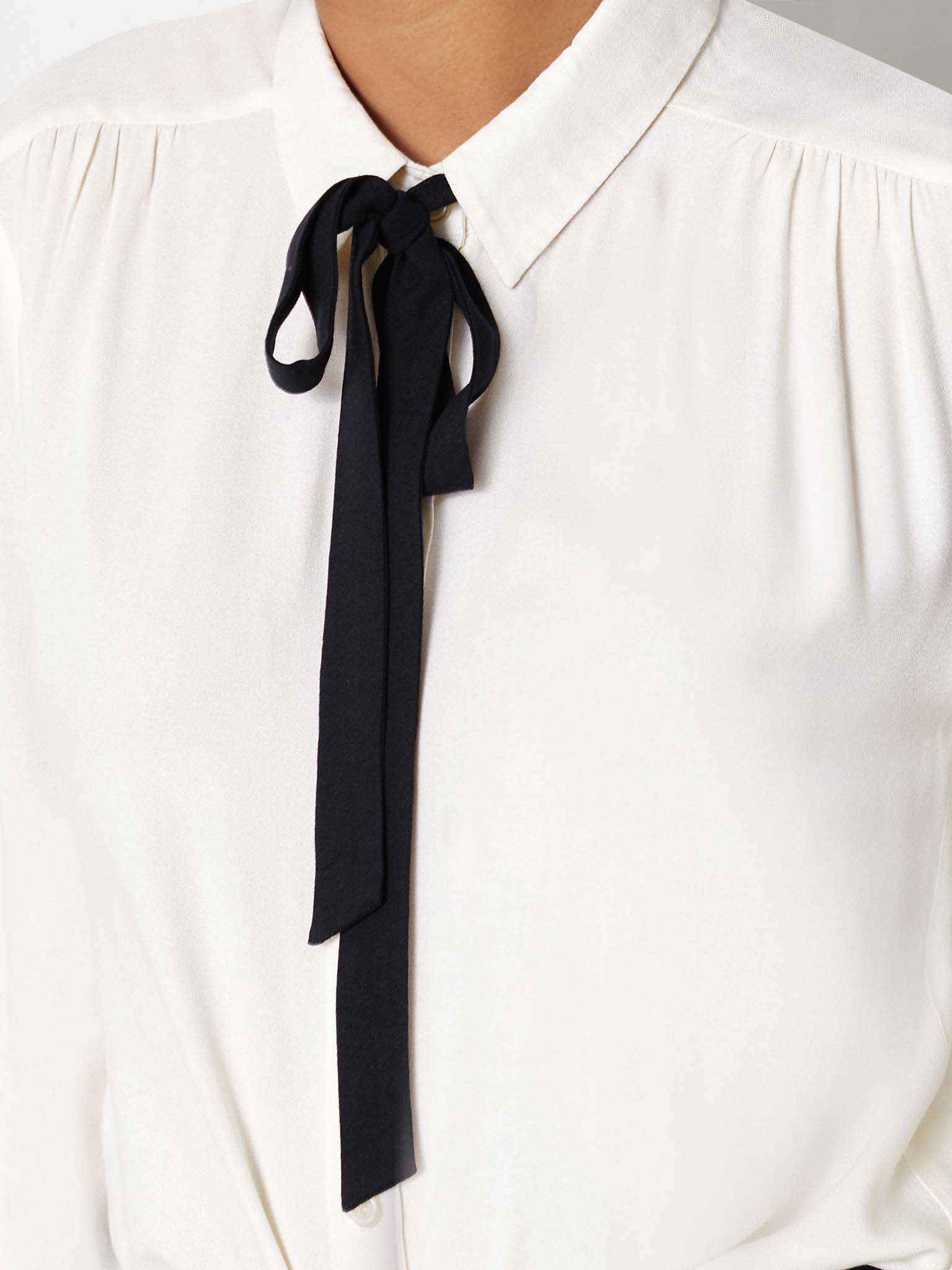 Buy Albaray Tie Neck Blouse, Cream Online at johnlewis.com
