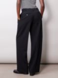 Albaray Wide-Leg Pleat Front Tailored Trousers, Black