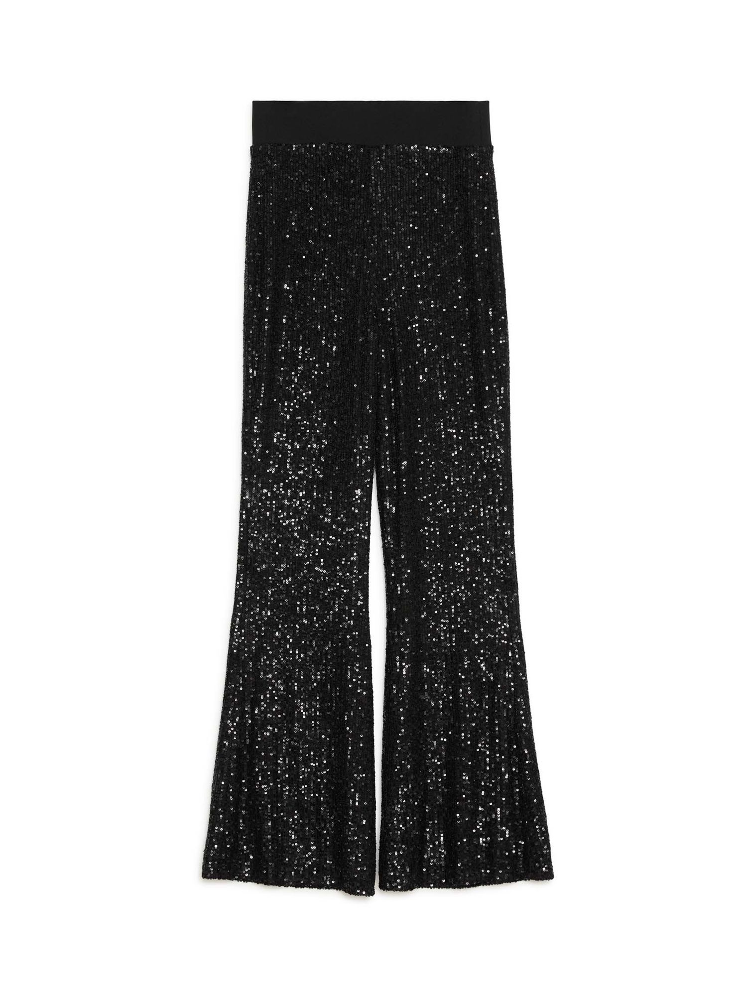 Albaray Flared Sequin Trousers, Black at John Lewis & Partners