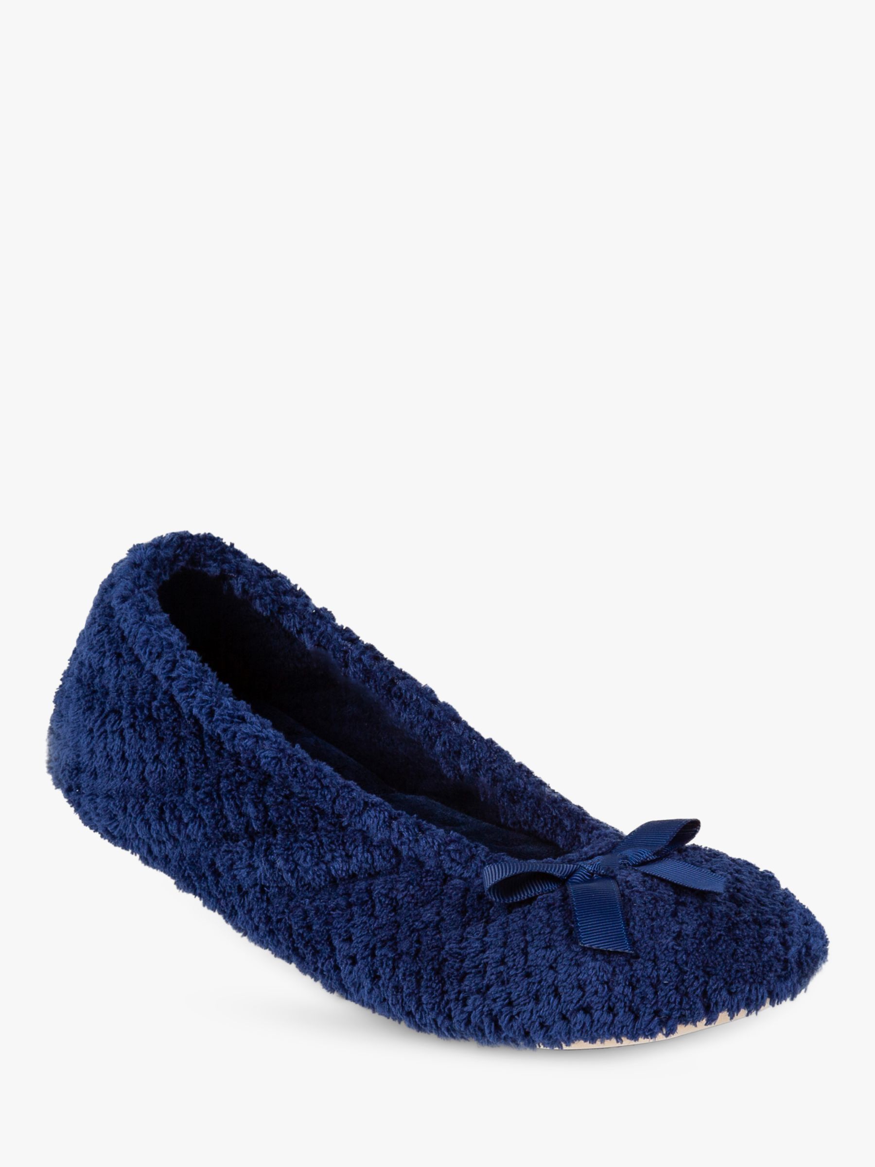 totes Terry Popcorn Ballet Slippers, Navy at John Lewis & Partners