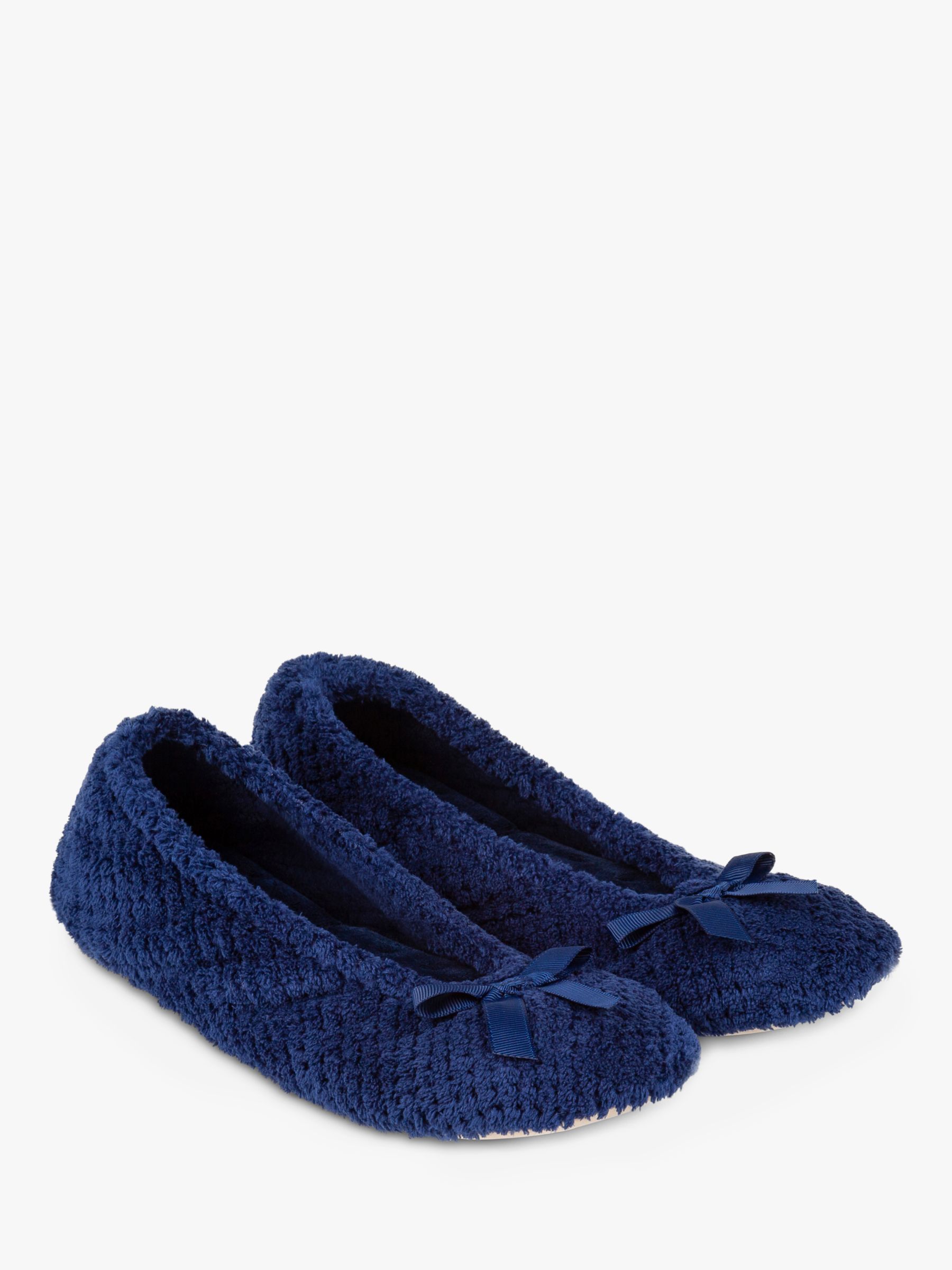 totes Terry Popcorn Ballet Slippers, Navy at John Lewis & Partners