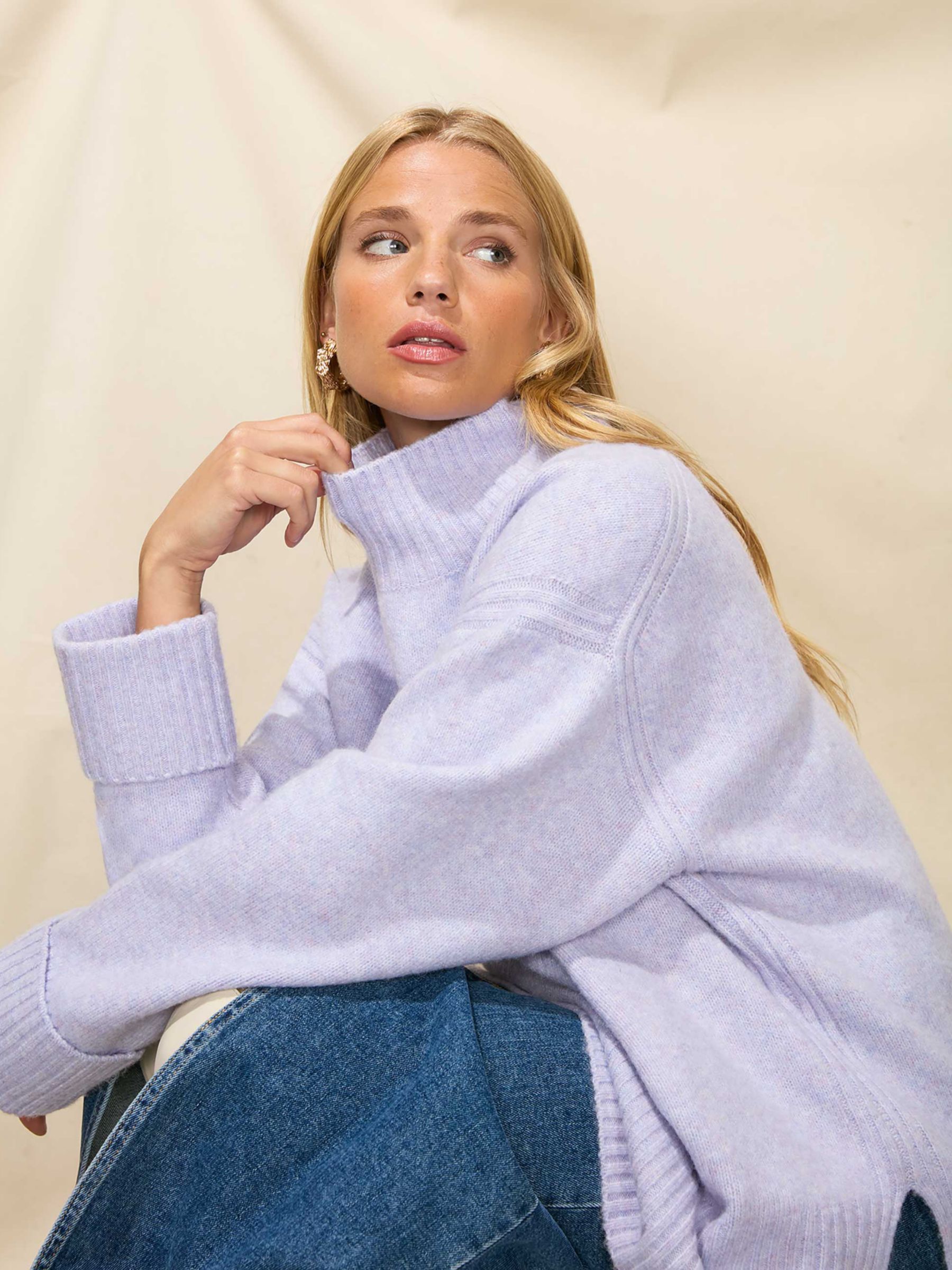 Buy Ro&Zo Turn Back Cuff Turtle Neck Jumper Online at johnlewis.com