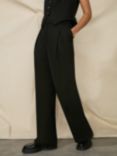 Ro&Zo Petite Pleat Detail Tailored Trousers, Black, Black
