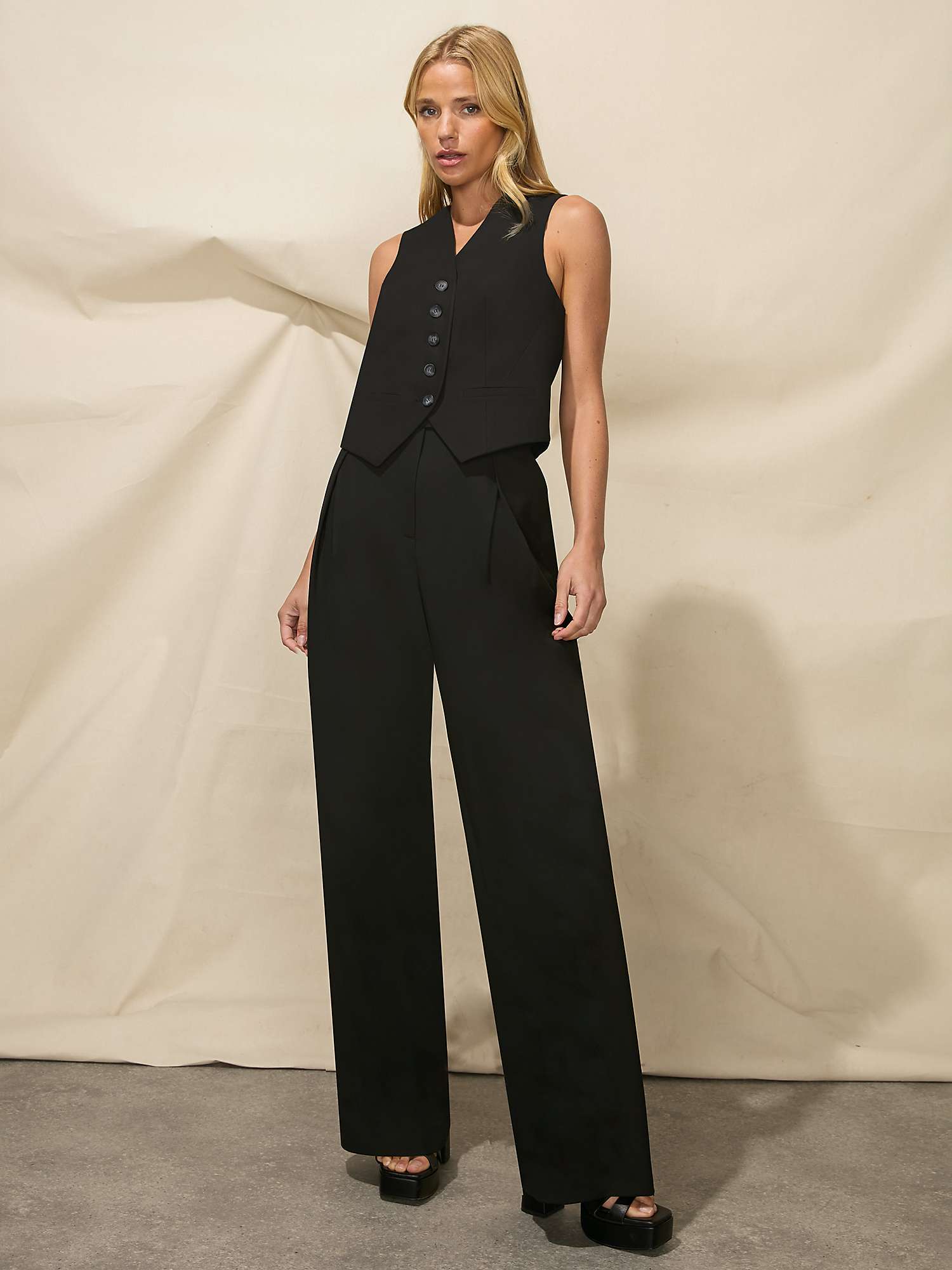 Buy Ro&Zo Plain Tailored Waistcoat, Black Online at johnlewis.com