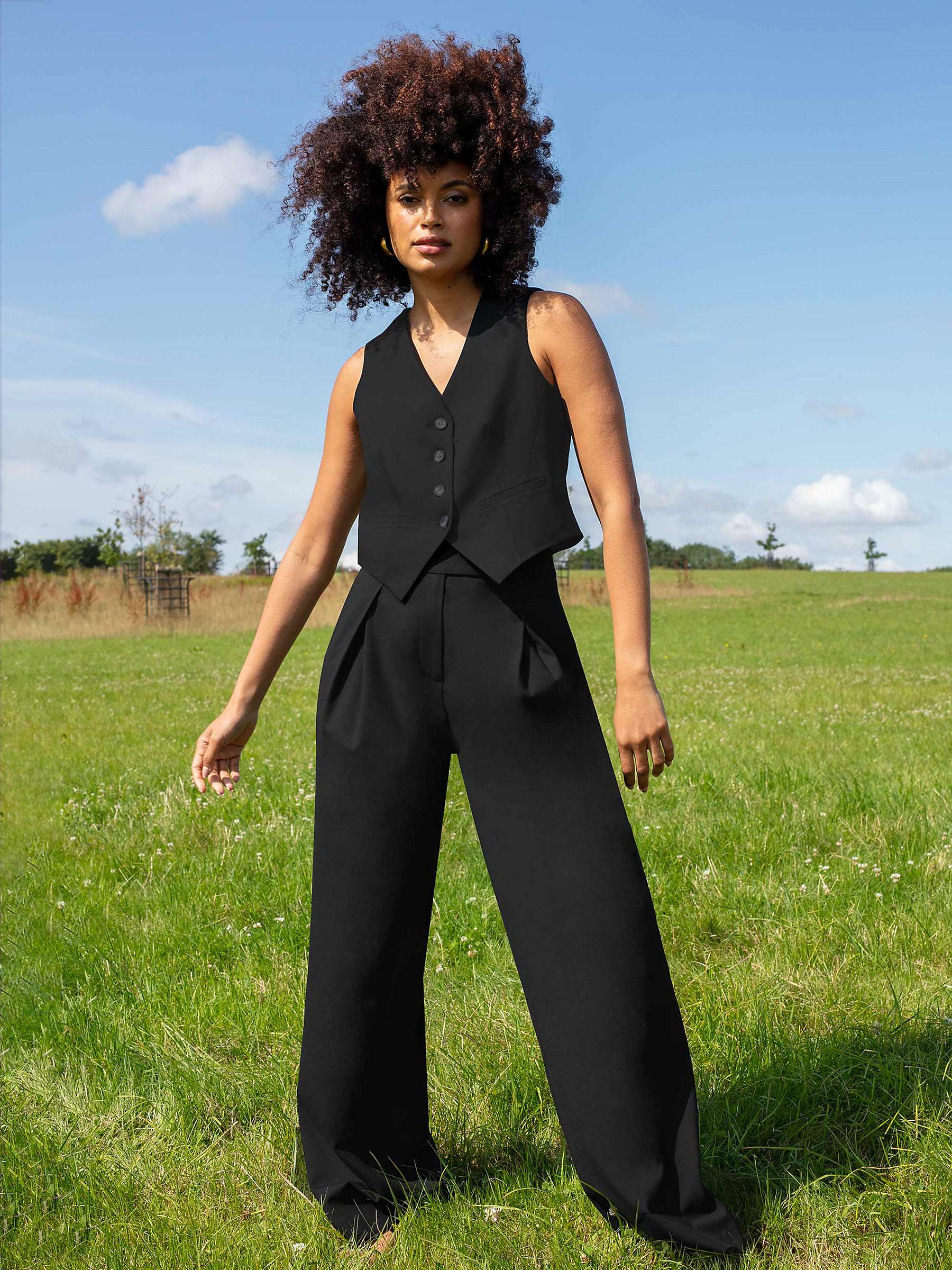 Buy Ro&Zo Plain Tailored Waistcoat, Black Online at johnlewis.com