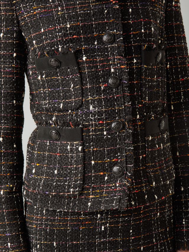 L.K.Bennett x Ascot Collection: Angelica Tweed Jacket, Black/Multi, 6