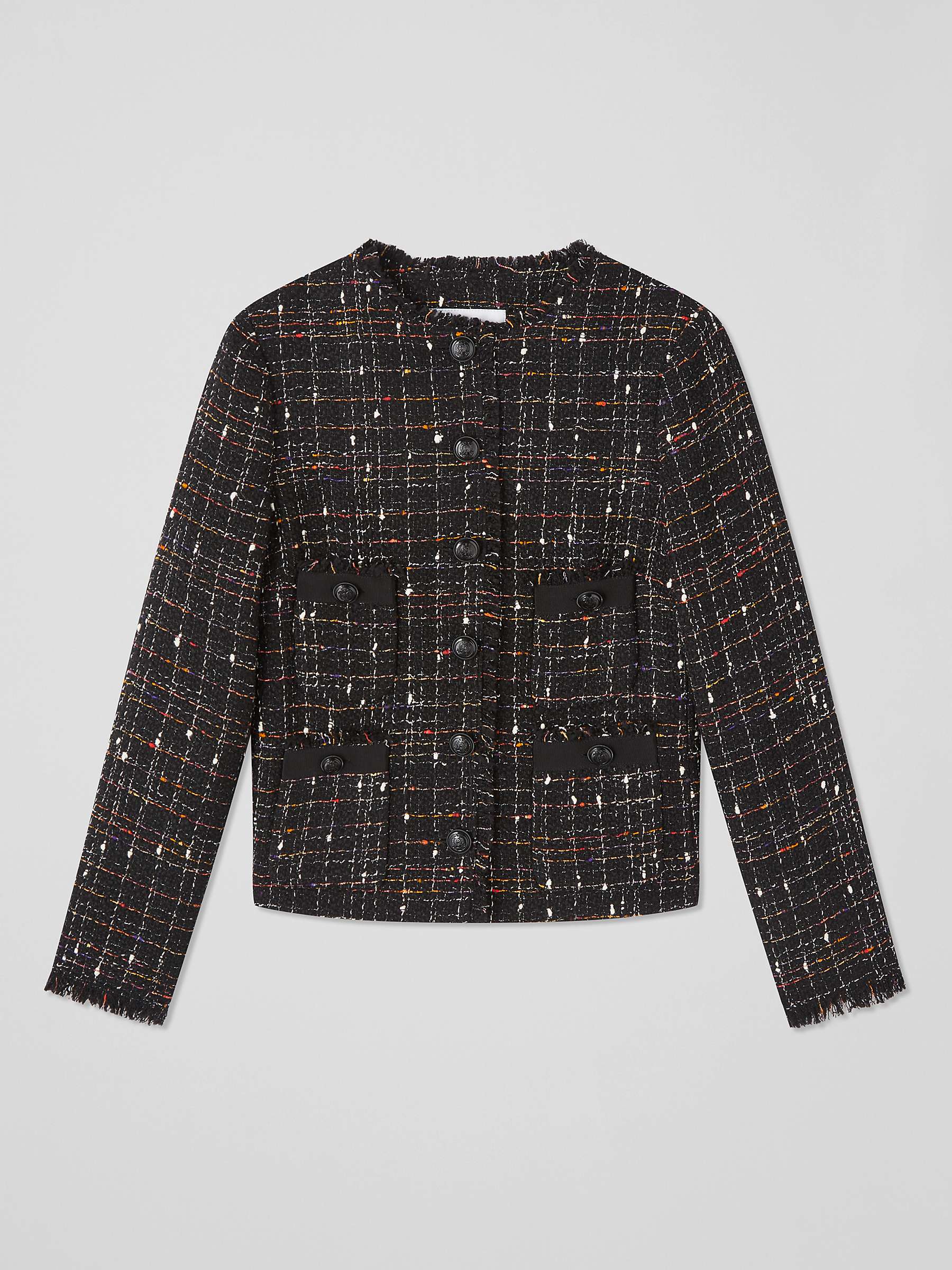 L.K.Bennett x Ascot Collection: Angelica Tweed Jacket, Black/Multi at ...