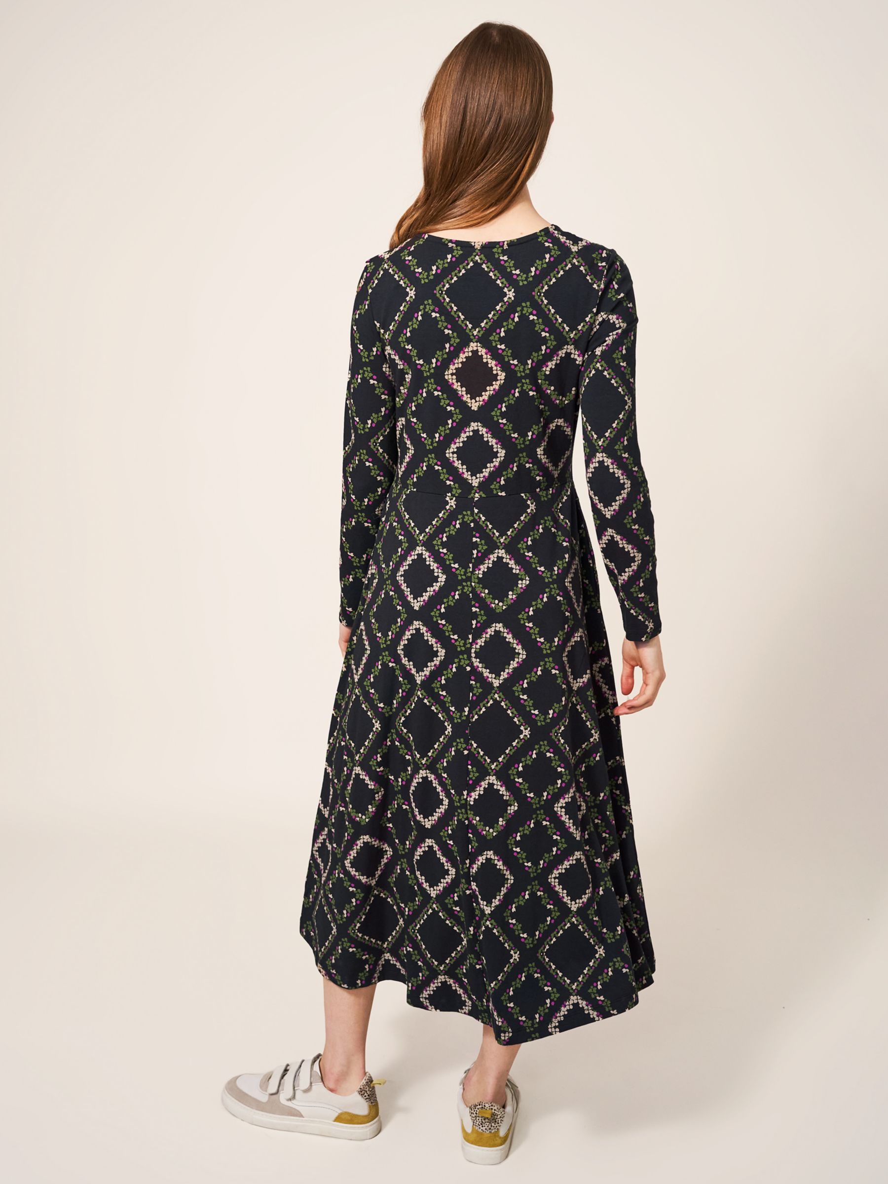 White Stuff Madeline Jersey Dress, Black/Multi at John Lewis & Partners