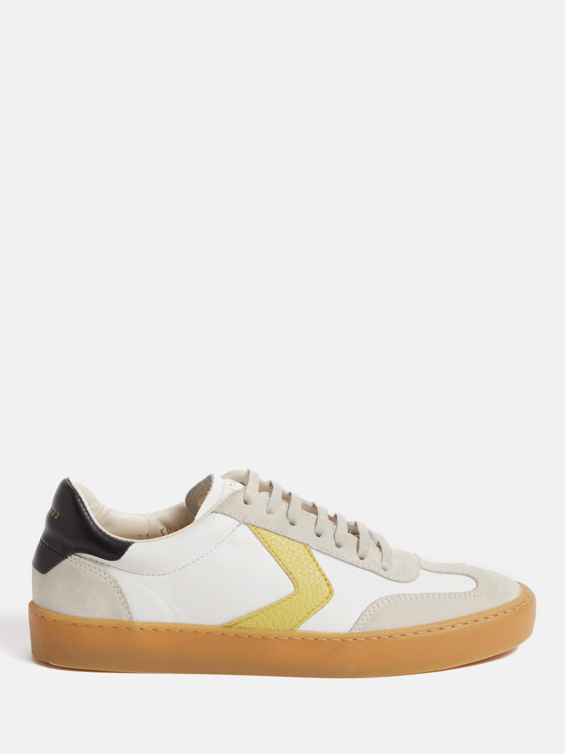 Jigsaw Portland Leather Low Top Trainers, White/Multi at John Lewis ...