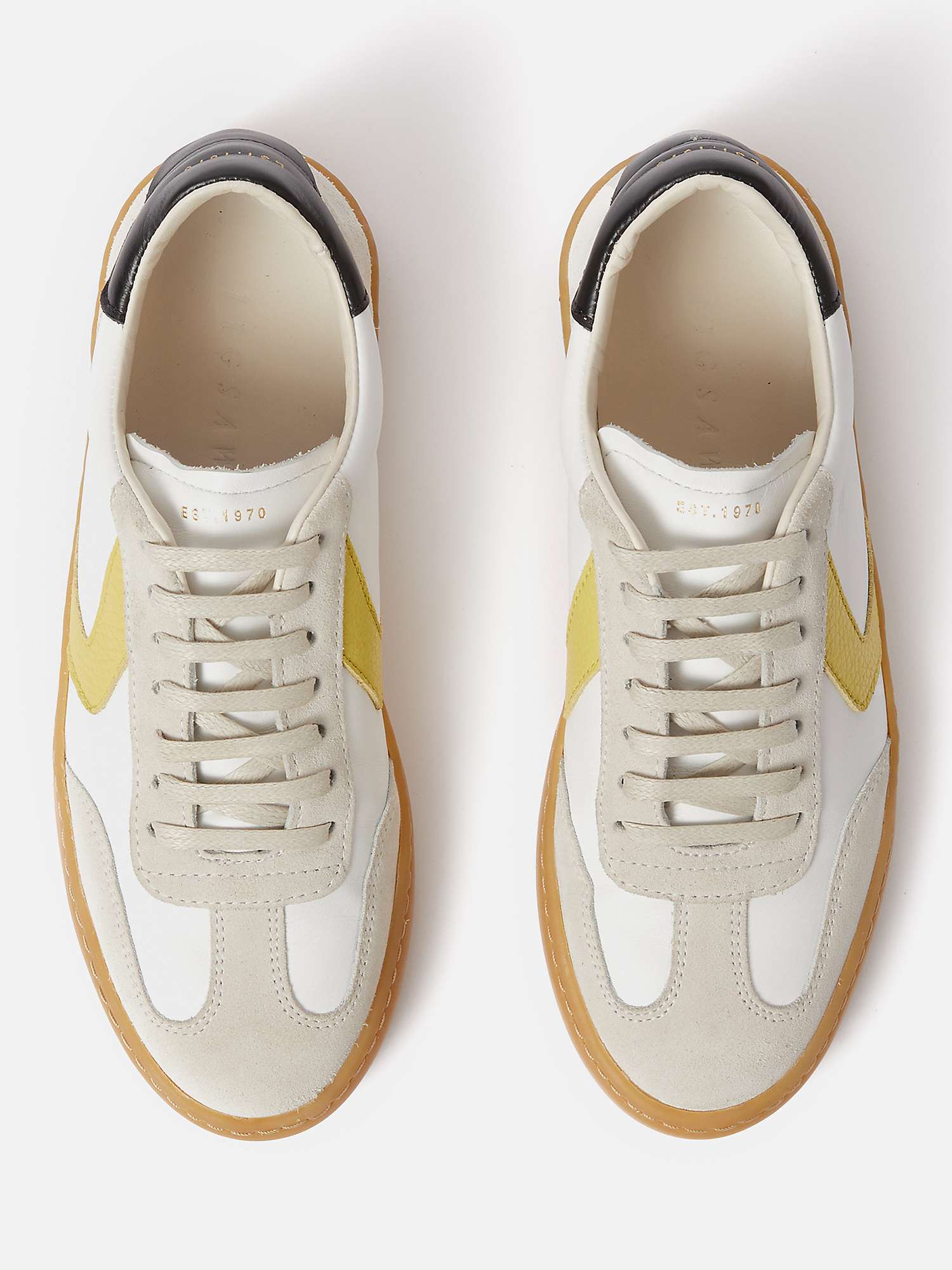 Buy Jigsaw Portland Leather Low Top Trainers, White/Multi Online at johnlewis.com