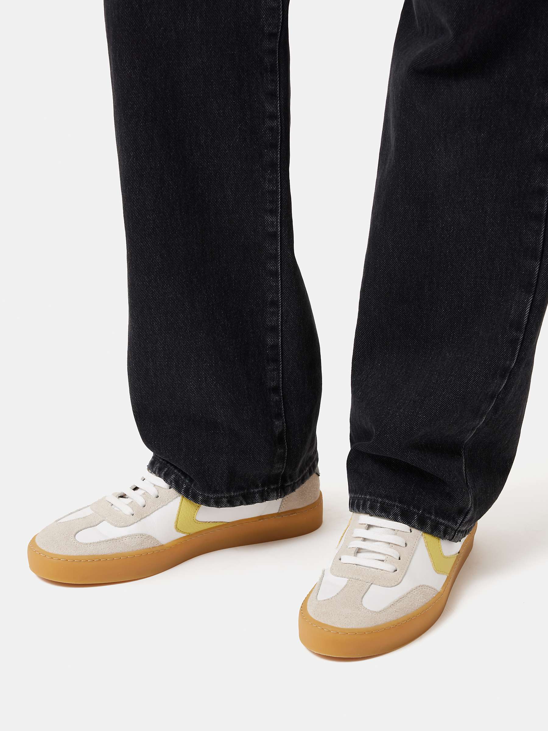 Buy Jigsaw Portland Leather Low Top Trainers, White/Multi Online at johnlewis.com