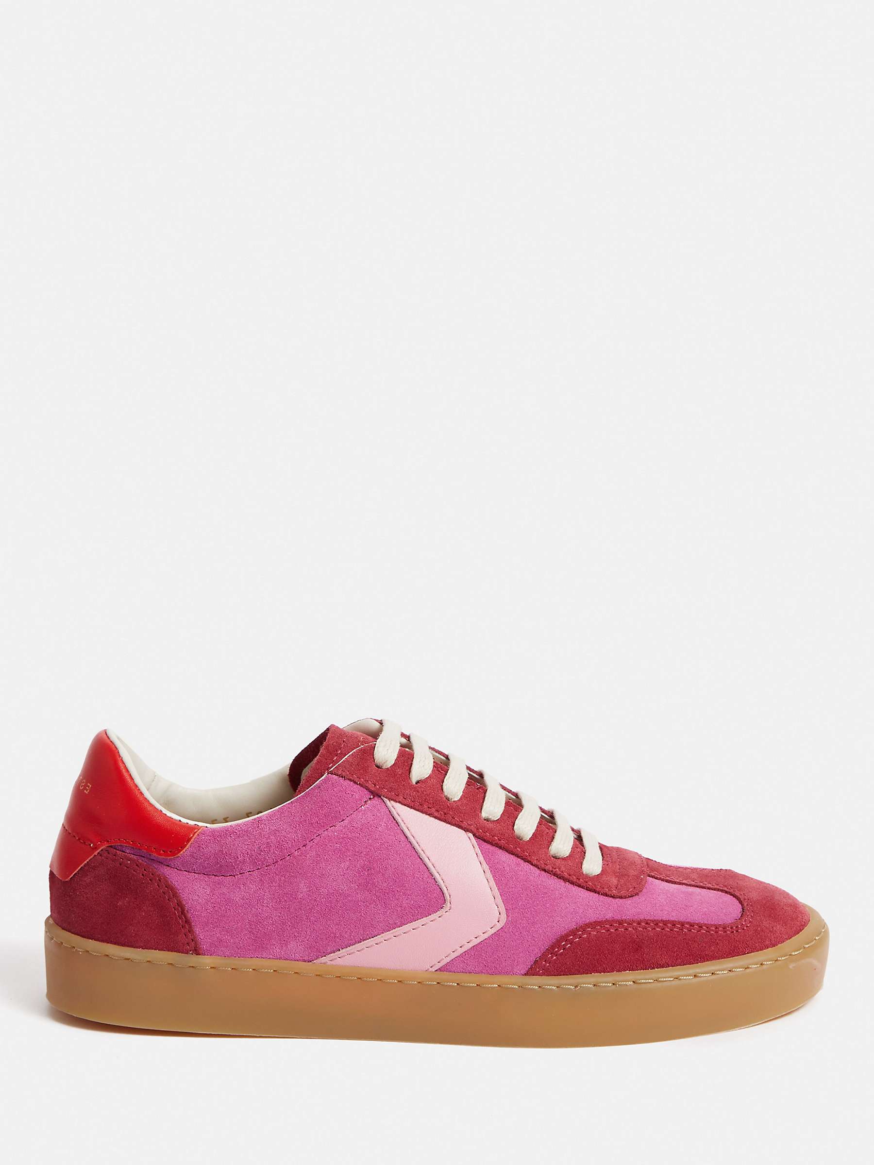 Buy Jigsaw Portland Suede Low Top Trainers, Pink/Red Online at johnlewis.com