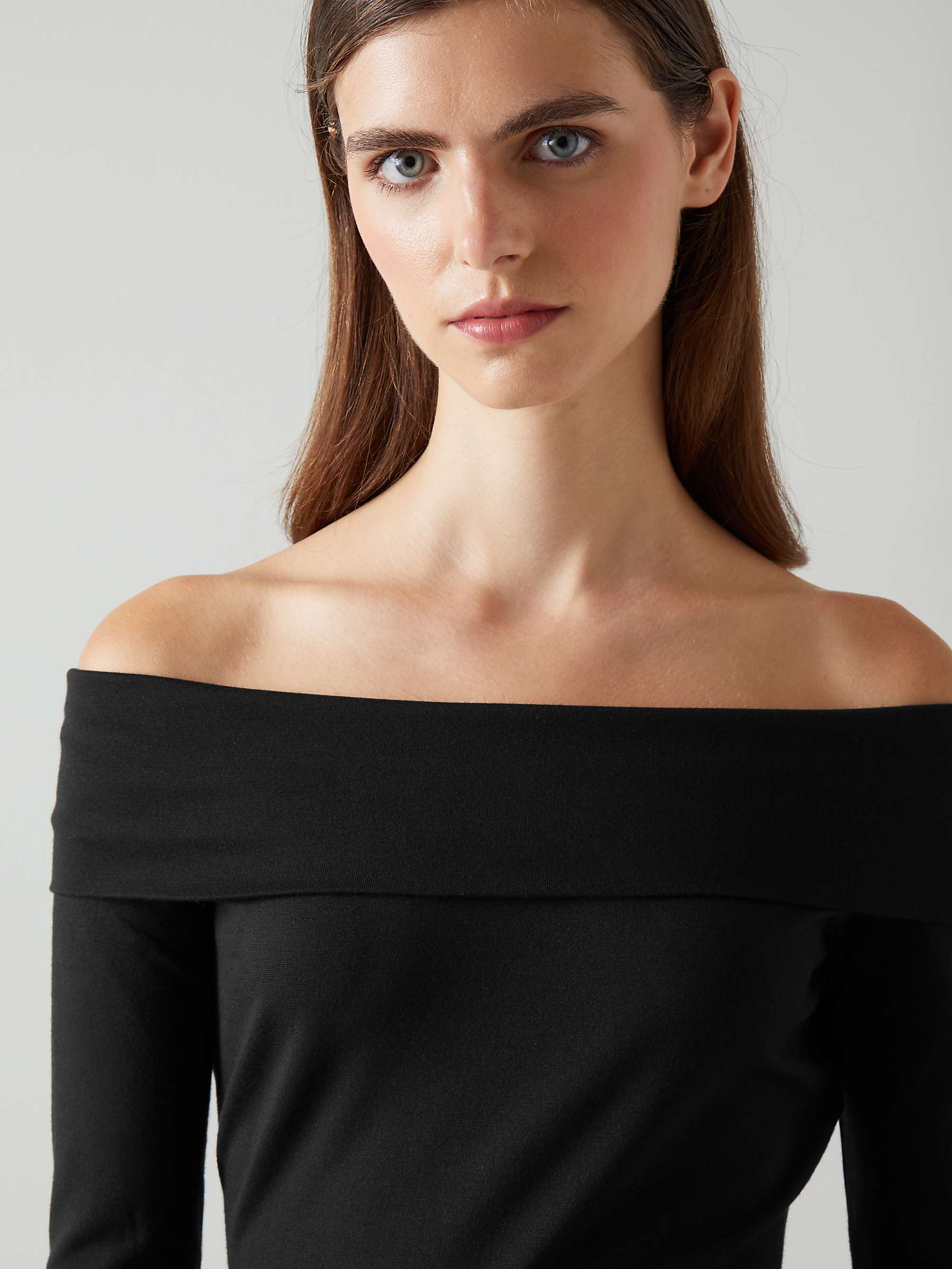 Buy L.K.Bennett Oda Jersey Bodycon Bardot Dress, Black Online at johnlewis.com