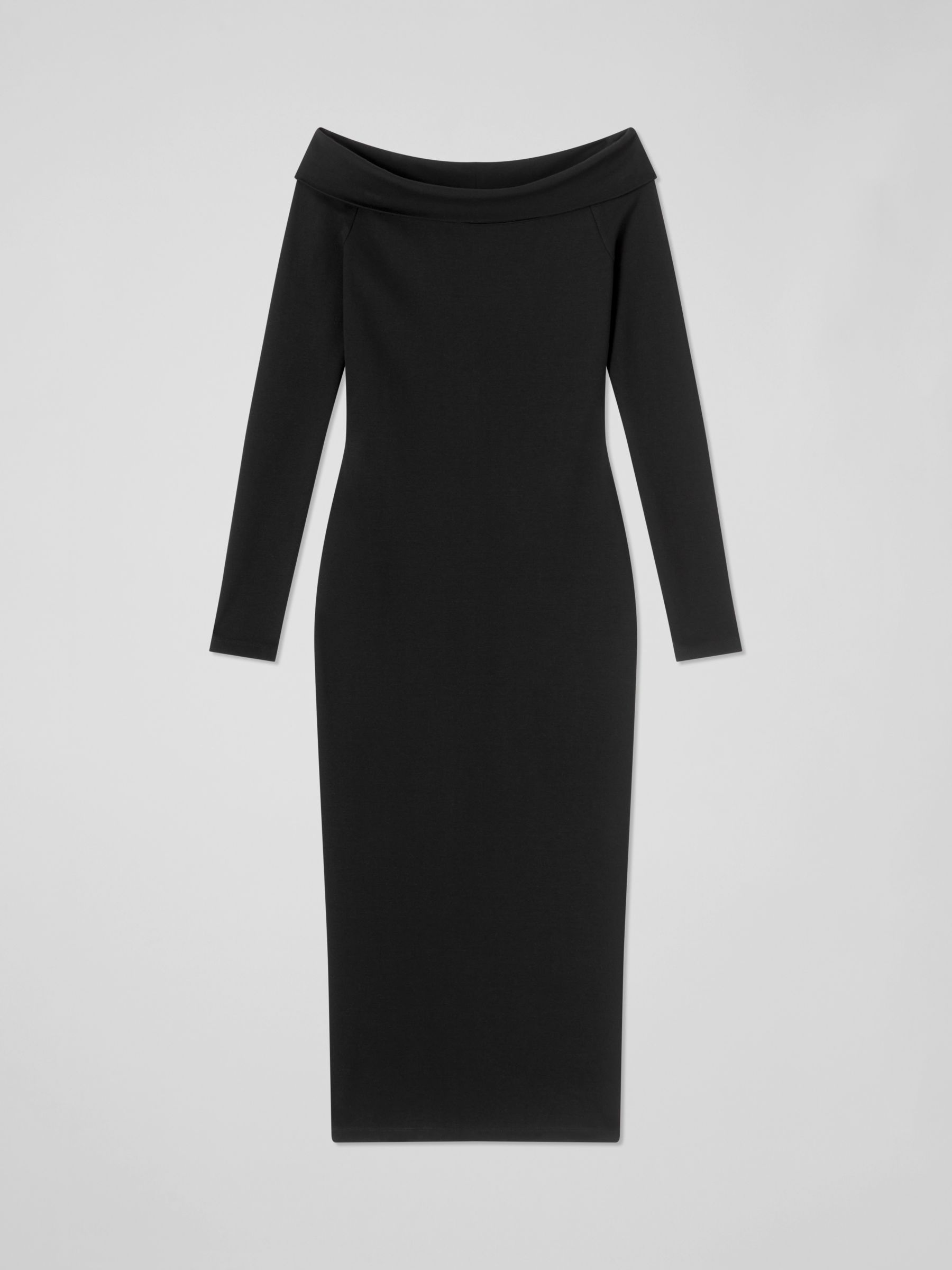 L.K.Bennett Oda Jersey Bodycon Bardot Dress, Black at John Lewis & Partners