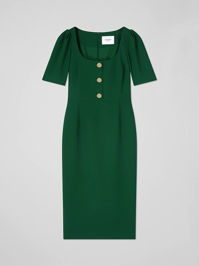 L.K.Bennett Folly Crepe Shift Dress, Green Dark Green