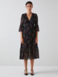 L.K.Bennett Mallory Cherry Print Midi Dress, Black/Multi