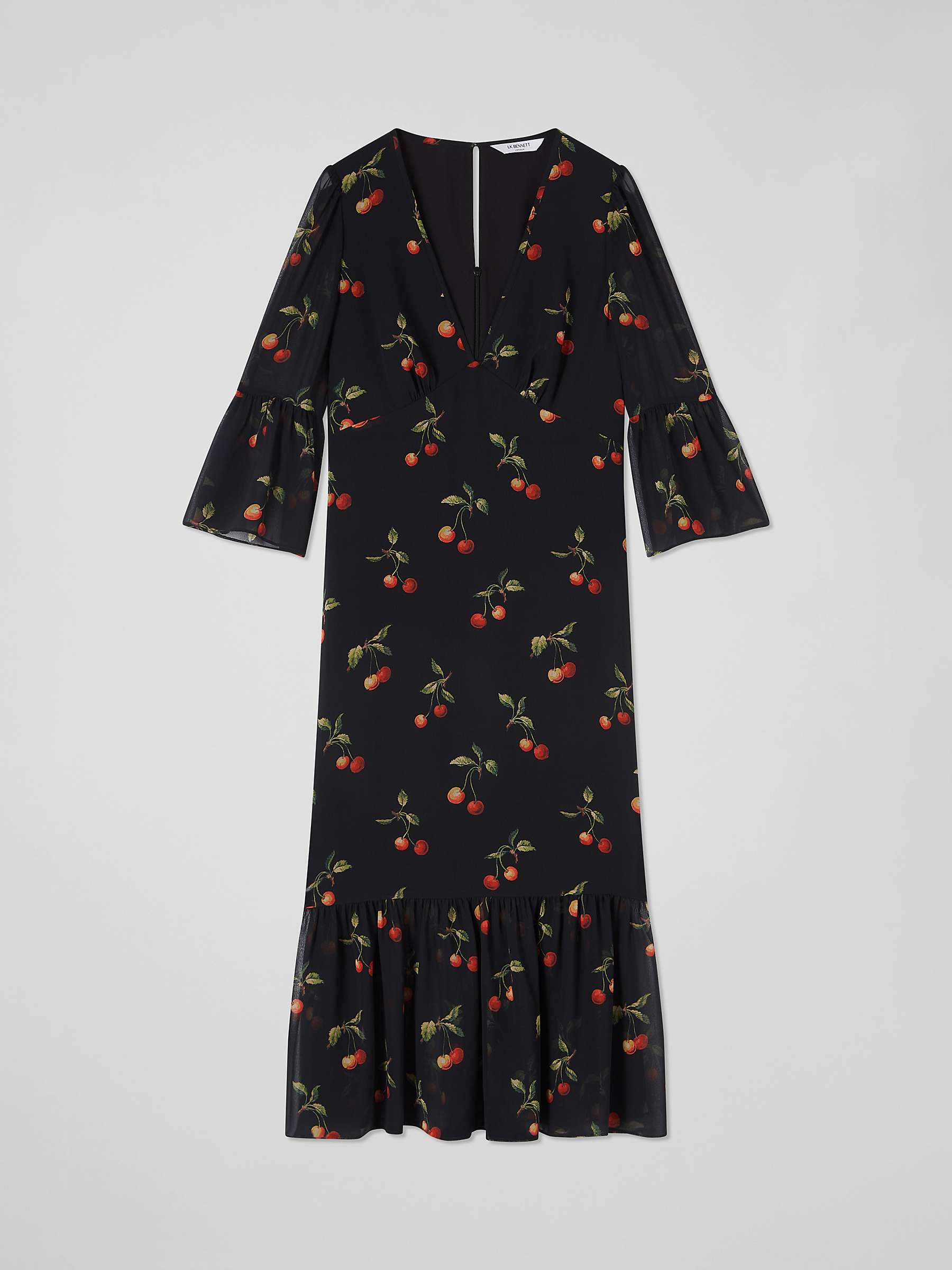 Buy L.K.Bennett Mallory Cherry Print Midi Dress, Black/Multi Online at johnlewis.com