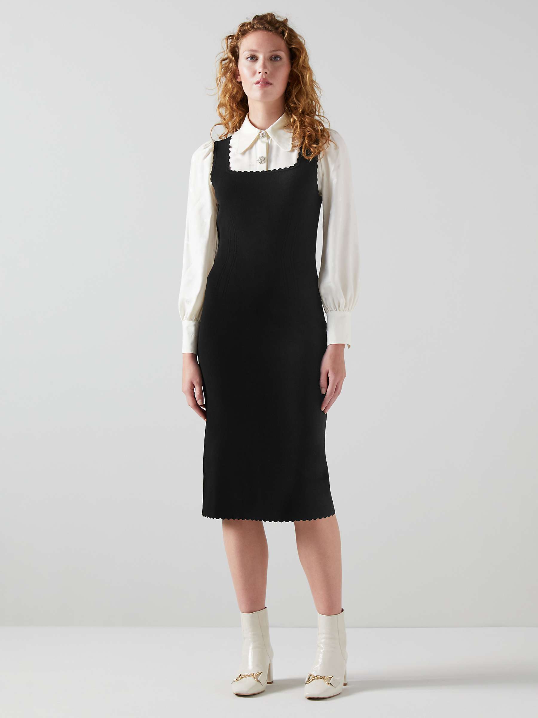 Buy L.K.Bennett Hilary Scallop Trim Dress, Black Online at johnlewis.com