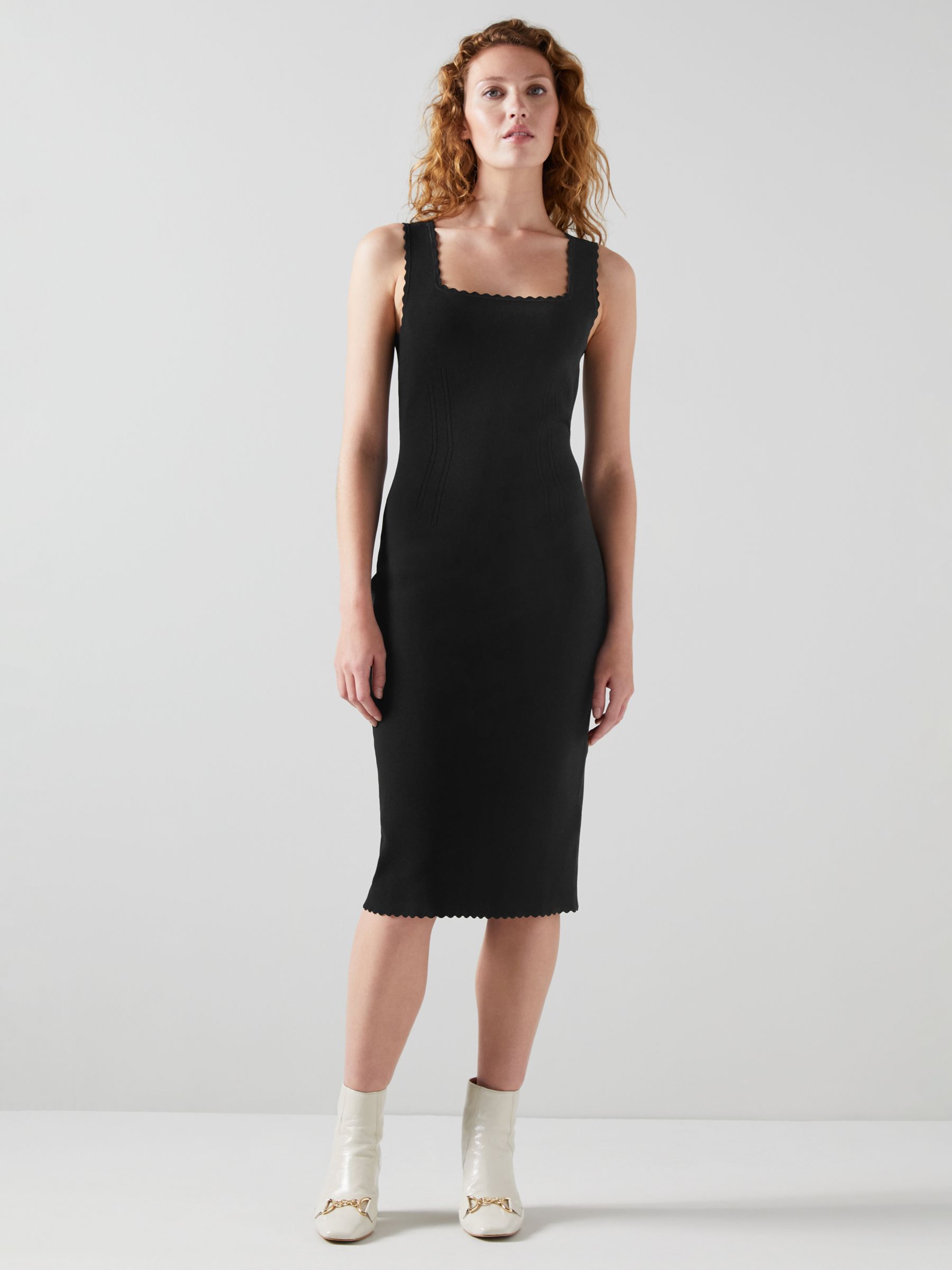 Buy L.K.Bennett Hilary Scallop Trim Dress, Black Online at johnlewis.com