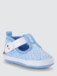 John Lewis Baby Swan T Bar Pram Shoes, Blue/Multi, Blue/Multi