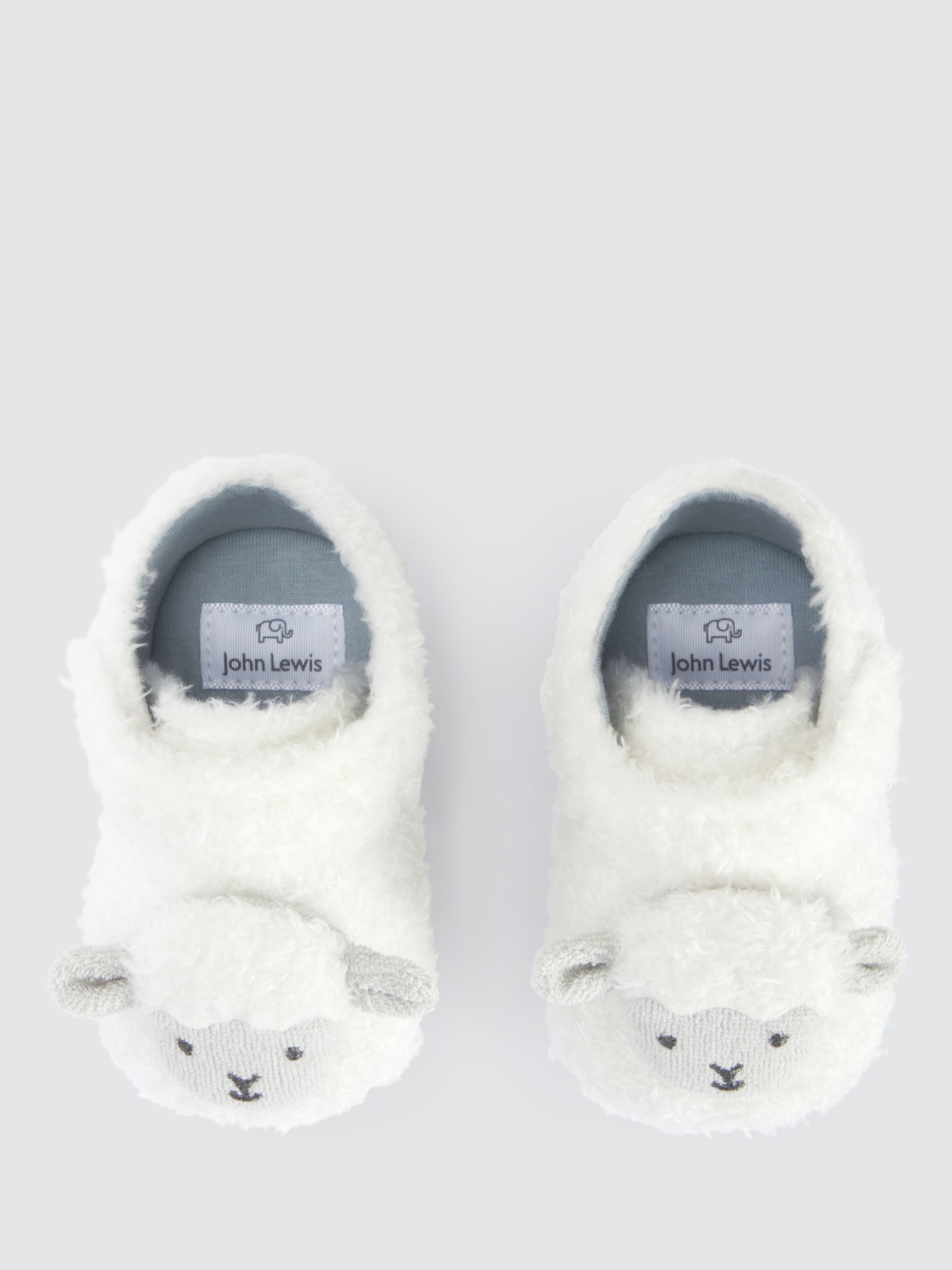John Lewis Baby Sheep Slippers, White, 12-18 months