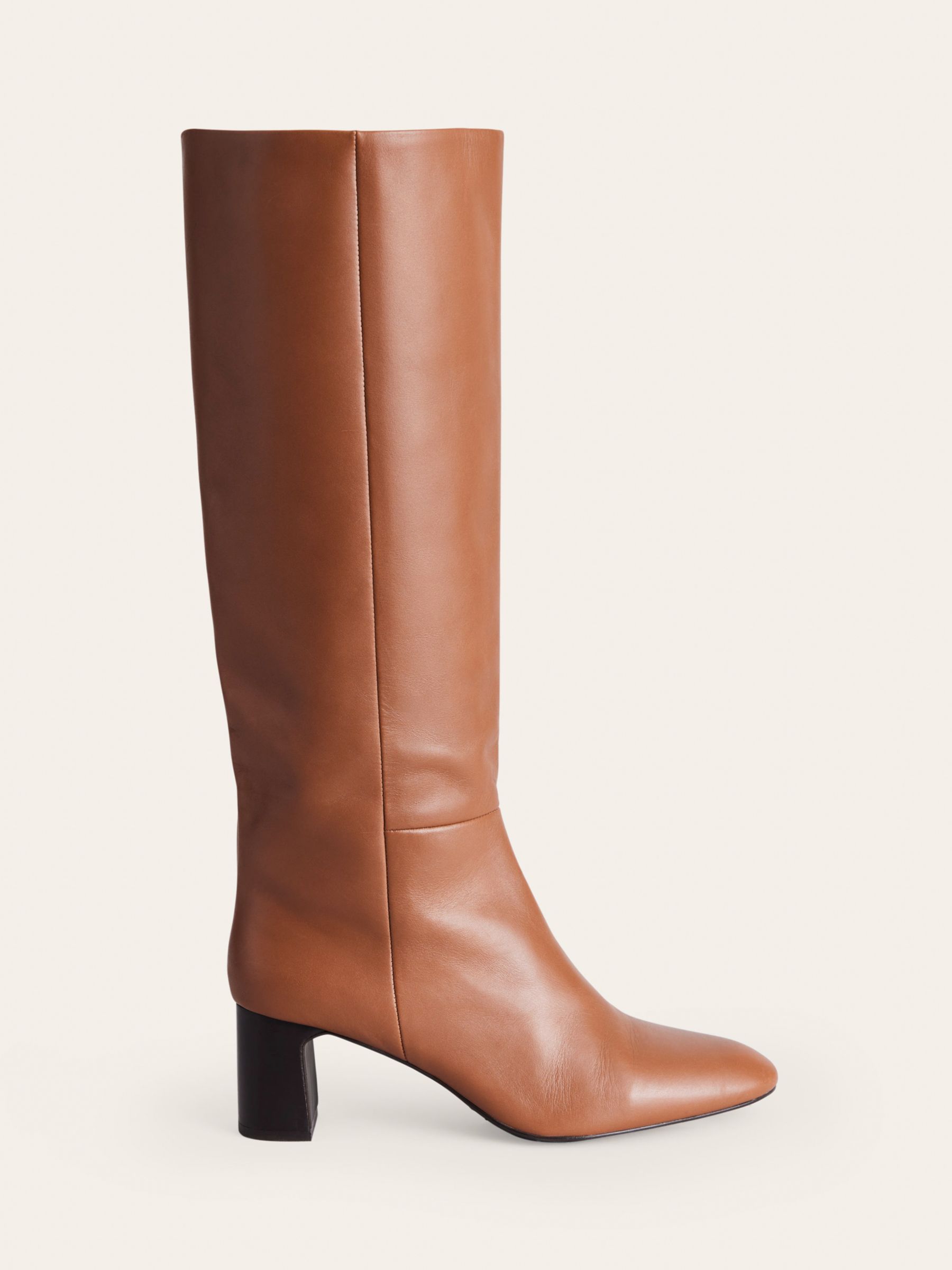 Boden Erica Knee High Leather Boots, Tan at John Lewis & Partners